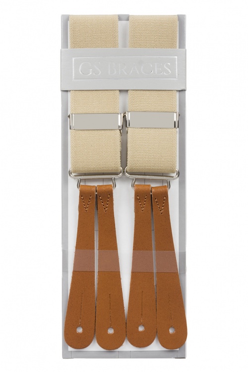 Beige Braces With Leather Ends Button Braces Gents Shop